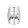 30x40mm Angel Wings Mini Urne Crémation Pot Souvenir En Alliage D'aluminium Mémorial pour Papa avec joli sac d'emballage