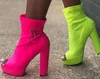 Women Fashoin Peep Toe High Platform Chunky Heel Short Boots Rose Red Bandage Thick High Heel Ankle Booties Dress Shoes