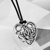 Gothic Irish Knot Hohl-out Herz Anhänger Charms Leder Seil Kette Kette Choker Halskette für Frau Accessories213t