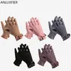 Women Suede Gloves Touch Screen Mittens Autumn Winter Outdoor Shopping Riding Bowknot Elegant Warm Simple Girl Hand Muff1