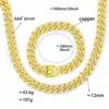 12mm 16-24 inch goud zilver kleur micro verharde bling cz Miami Cubaanse kettingen kettingen armband hiphop heren mode-sieraden cadeau