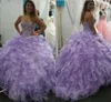 Luksusowe kryształy Zroszony Ruffles Organza Quinceanera Dresses 2020 Sexy Sweetheart Ball Suknia Słodkie 16 Sukienek Formalne wieczorowe suknie promowe AL7078