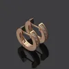 Europa Amerika Stil Dame Frauen Titan Stahl Gravierte B Initialen Einreihige Diamant Spirale Clip Creolen 2 Farbe