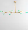 Nordic Woonkamer Eetkamer Groene Glas Molecuul Kroonluchter Lichten Moderne Branch Iron Art Simple Green Glass Hanglampen