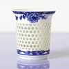 Ceramic exquisite ice crystal water cup Jingdezhen blue and white large teacup hollow master cup Japanese water cup high white