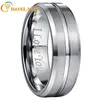 Pierścionki ślubne Bonlavie Men039s 8 mm Tungsten Pierścień węgla niebieskie czarne matowe wykończenie fazowane rozmiar 6 do1419736138