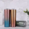 Gradient 20oz Skinny Tumbler Rostfritt stål Tumblers Travel Mugg Vakuum Isolerad Öl Kaffe Muggar med lock RRA3583