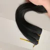 Full Cuticle One Donor European Natural Black Color Russian Remy Virgin Hair Flat Inslag Hair Extensions Double Getrokken 100g Stuk 3pcs Pack
