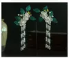 Клипы для волос Barrettes niushuya ручной китайский винтажный винтажный зеленый лист цветочный клип для килочки палочки шпильки шпильки Hanfu Cosplay Headwear1