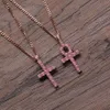 Collier pendentif croix CZ, bijoux chrétiens religieux, or 18 carats, diamant, collier croix pour hommes et femmes