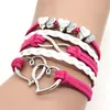 Infinity Double Heart charm Bracelet Weave Leather Wrap Bracelets multilayer women fashion jewelry will and sandy