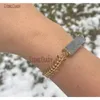 Bangle Natural Druzy Bar Charm Gold Plating Fishbone Shape Chain Bracelet Recatngle Raw Gift For Her BM112691 Inte22