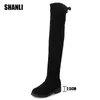 New Thigh High Boots Women Over The Knee Boots Fashion Sexy Women Black Flat Heel Shoes Faux Suede Autumn Winter Shoes