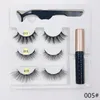 Hot koop 3 pairs / set magnetische wimpers valse wimpers + vloeibare eyeliner + tweezer oog make-up set 3D-magneet valse wimpers geen lijm nodig