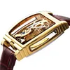 Relógios de pulso transparente relógio mecânico automático homens turbulon steampunk esqueleto luxo ouro tourbillon relógios de aço reloj montre homme