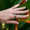 Anillo de plata de ley 925 para mujer de JoiasHome, anillo de separación de oro rosa vintage, hoja de árbol, piedra lunar natural, regalo de joyería de plata tailandesa