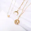 Colares pingentes de luxo de ouro de ouro camadas cadeias multicamadas colar jóias coração lua indicação acessórios para mulheres gargantilha jóias1