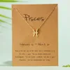 Birthday Gift Gold Plated 12 Zodiac Sign Pendant Wish Card Charm Gold Chain Choker Astrology Necklace Jewelry For Women3460265