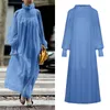 Vonda kvinnor elegant lång klänning 2020 höst parti maxi vestidos splicing dressesbohemian robe casual mode sundress femme 5xl