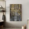 Canvas Painting Wall Posters and Prints Golden zebra Wall Art Pictures For Living Children Room Decoration Dining Entrance el Home Deco203L