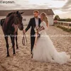 Eeqasn Vintage Two Piece Wedding Dress Длинное рукав с плеча пляжные свадебные платья 2020 Rope Made