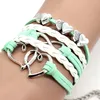 Infinity Double Heart charm Bracelet Weave Leather Wrap Bracelets multilayer women fashion jewelry will and sandy