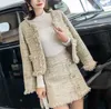 Suits Women Runway Designer Elegant Office Ladies Formal Tweed Blazer Short Jacket Coat Mini Skirt 2 Piece Set Suit Outfit1