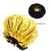 Women Double Layer Satin Bonnet Caps Shower Cap Hat Lady Fashion Widen Head Cover Sleep Hats Hairdressing Beanie for Beautiful Hair