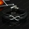 Europa män armband läder armband handgjorda flätade infinity charm mulit lager rep armband bangle present smycken