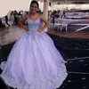 Abiti da quinceanera in pizzo con scollo a V spaghetti Applique con perline Abito da ballo in tulle con lacci Abito dolce 16 Abiti da sera convenzionali Taglie forti