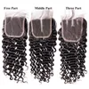 Современное шоу 8A Глубокая волна 3 Пучки с закрытием Бразильские волосы Weave Волнистые человеческие волосы наращиты для волос свободная часть кружева