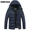 KOSMO MASA Warm Fleece Winter Jacket Men Hooded Waterproof Big Size Jackets Coat Thick Casual Down Parkas For Men MP043