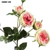 12 pz/lotto! Commercio all'ingrosso Hi-Q 5 teste 70 cm gambo lungo artificiale rosa fiori di seta matrimonio decorativo bellissimo fiore di Toronto1