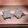 Hip Hop Stud Earrings For Men Women Copper Gold Color Square Cubic Zircon Earrings Women Men Fashion Luxury Golden Bling14257700