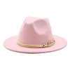 Geizige Krempe Hüte Schwarz Weiß Breite Einfache Top Hut Panama Solide Filz Fedoras Für Männer Frauen Künstliche Wolle Mischung Jazz cap233n