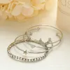 4PC/Set Womens Fashion Gold Bangle Open Cuff Bracelets Jewelry Moon Stars Cuff Bracelets Bangles Simple Gifts