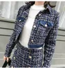 Autumn New Women's tänd krage kort tweed ullrock och kort tofs kjol tvilling plus size sml