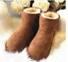 ГОРЯЧИЕ классические зимние теплые короткие мини-зимние сапоги 58541, брендовые женские популярные ботинки из натуральной кожи, модные женские зимние сапоги