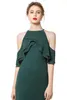 Simples barato verde escuro longo de chiffon dama de honra Vestidos Halter Neck Andar do casamento do comprimento dos visitantes Vestido dama de honra vestidos de vestes de soirée