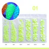 1Pack mix storlek ss6-ss20 kristall fluorescens nagelkonst rhinestones 3d flatback pärlor glitter nagel dekorationer manikyr tillbehör