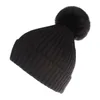 Beanie/Skull Caps Faux Fur Set Wool Hat Winter Women's Knit Solid Color Pinstripe Beanies Ladies Cap Adult Skullies1