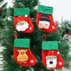 Santa Claus small Christmas Stocking snowflake Elk Xmas socks Cartoon doll Xmas Tree Decorative Pendant kids's candy gift bag T9I00541