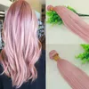 뜨거운 분홍색 다채로운 인간의 머리카락 짜다 확장 된 장미 골드 브라질 스트레이트 레미 핑크 헤어 묶음 여름 도매