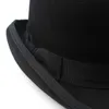 4Size 100% Wool Women's Men's Black Bowler Hat Gentleman CrushableTraditional Billycock Groom Hats