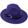 Enkel ull Kvinnor Outback Fedora Hat för vinter Höst ElegantLady Floppy Cloche Wide Brim Jazz Caps Storlek 56-58cm