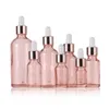 Venda quente rosa vidro Dropper Bottle 10-100ml pipeta Dropper Vial mais novo Cosméticos recipiente de vidro com tampa de rosa