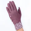 Cinq doigts Gants Elifashion Femelle Chaud Solft Écran Tactile Mitaines Épais Peluche Poignet Court Velours Femmes Petite Flore Dentelle Drivin7395032