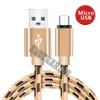 Type C Micro 5pin gevlochten USB -lader Kabels Draad voor Samsung Galaxy S6 S7 Edge S8 S10 HTC LG Android -telefoon