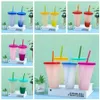 700ml Color Changing Cups 24oz Cold Cups Color Changing Tumbler With Straw Ecofriendly Coffee Tumbler Travel Cold Cups SEA SHIPPING RRA3646