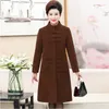 Winter Fashion Women clothing Wool Blends Coat Casual tang suit style Long outwear Female Cashmere Overcoat